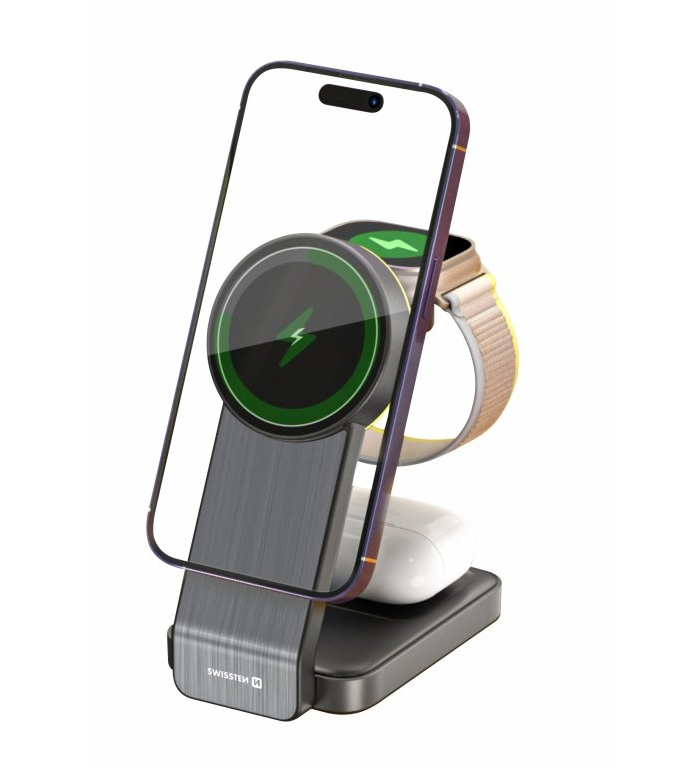 Trådlös Laddare 3 in 1 Swissten - Trådlös laddning - 8595217484764 - 1