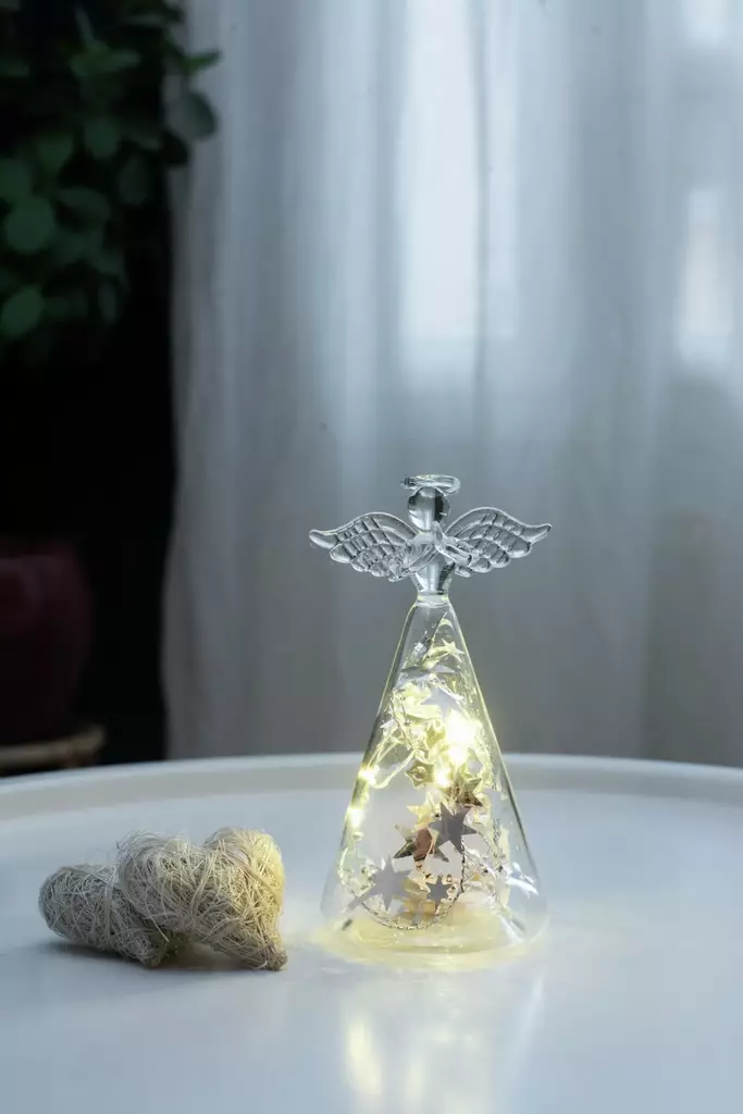 Alys lasinen led-enkeli 14cm - Dekorationsljus - 6435200280084 - 1