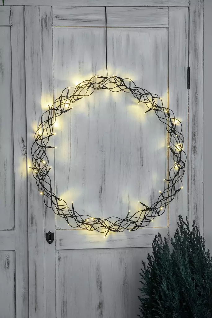 Merlin kranssi 50 cm musta ip20 - Dekorationsljus - 6435200288714 - 1