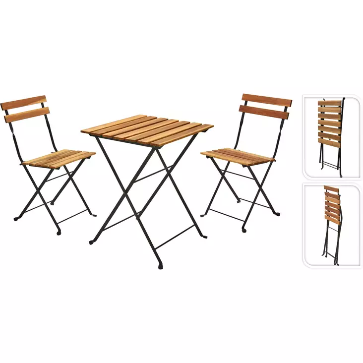 Bistroset BISTRO Akacia, metallben - Trädgårdsmöbelgrupper - 8720573855204 - 1