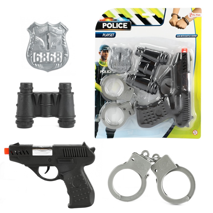Poliisin pistooli ja k=C3=A4siraudat - Barnverktyg och yrkesleksaker - 8714627141504 - 1