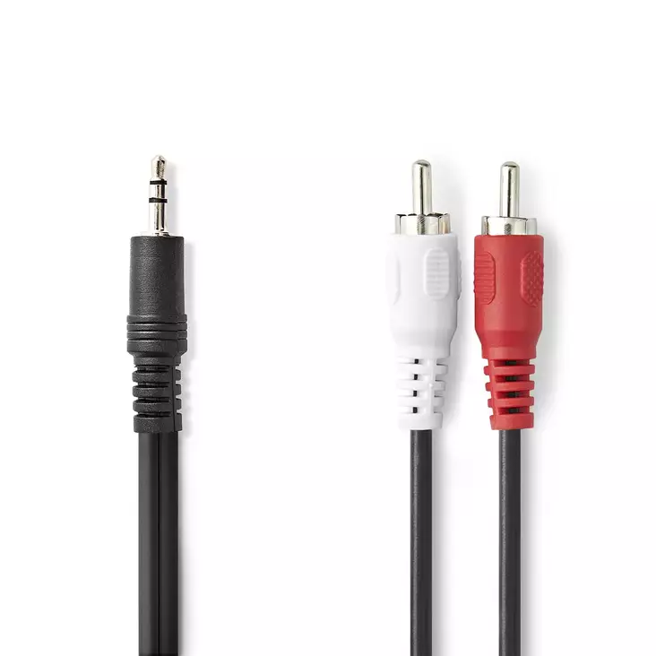 Stereoljudkabel | 3.5 mm Hane | 2x RCA Hane | Nickelplaterad | 1.00 m | Rund | Svart | Label - Ljudkablar - 5412810420094 - 1