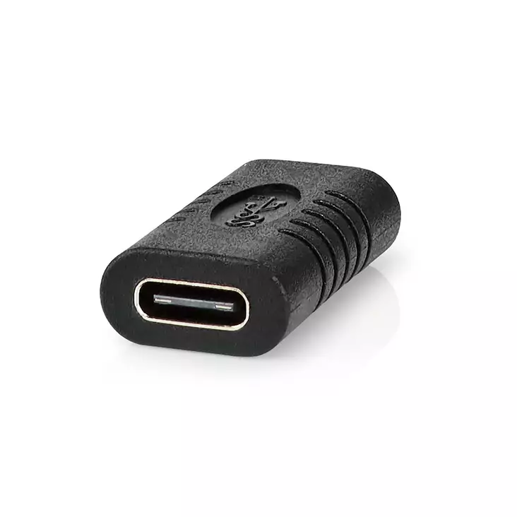 USB-C Adapter | USB 3.2 Gen 2 | USB-C Hona | USB-C Hona | 4K@60Hz | 10 Gbps | Rund | Nickelplaterad | Svart | Kuvert - Dator och nätverk - 5412810336654 - 1