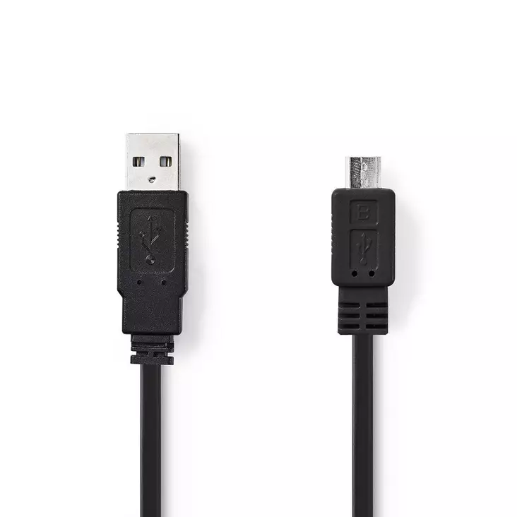 USB-kabel | USB 2.0 | USB-A Hane | USB Micro-B Hane | 480 Mbps | Nickelplaterad | 1.00 m | Platt | PVC | Svart | Kuvert - Dator och nätverk - 5412810274864 - 1