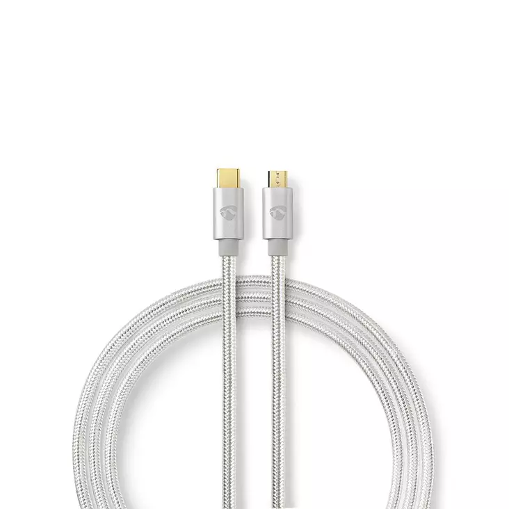 USB-kabel | USB 2.0 | USB-C Hane | USB Micro-B Hane | 10 W | 480 Mbps | Guldplaterad | 3.00 m | Rund | Flätad / Nylon | Aluminium | Kartong med täckt fönster - Dator och nätverk - 5412810262724 - 1