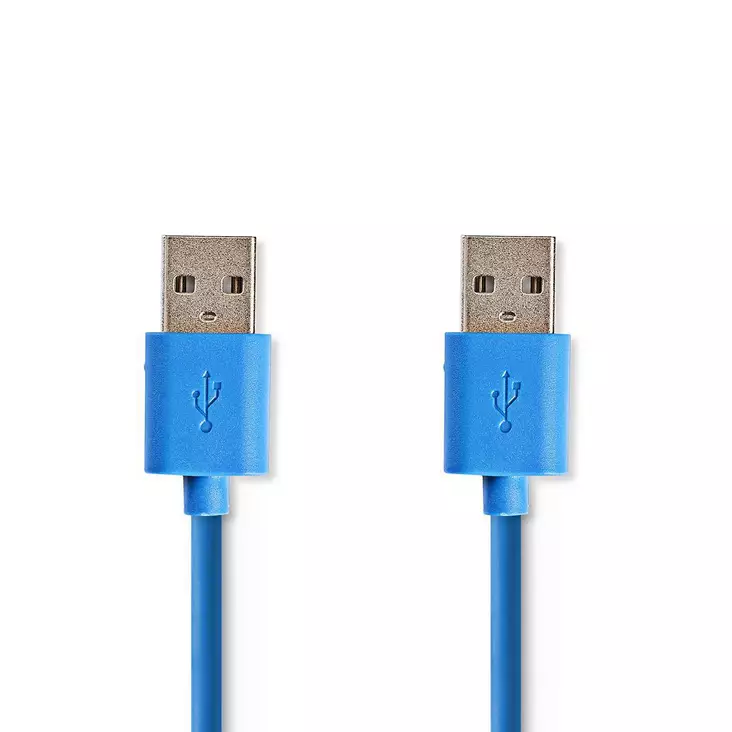 USB-kabel | USB 3.2 Gen 1 | USB-A Hane | USB-A Hane | 5 Gbps | Nickelplaterad | 2.00 m | Rund | PVC | Blå | Kuvert - Dator och nätverk - 5412810275144 - 1