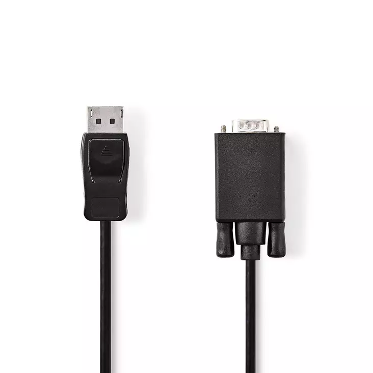 VGA-kabel | DisplayPort Hane | VGA Hane | Nickelplaterad | Maximal upplösning: 1080p | 2.00 m | Rund | PVC | Svart | Låda - Dator och nätverk - 5412810327744 - 1