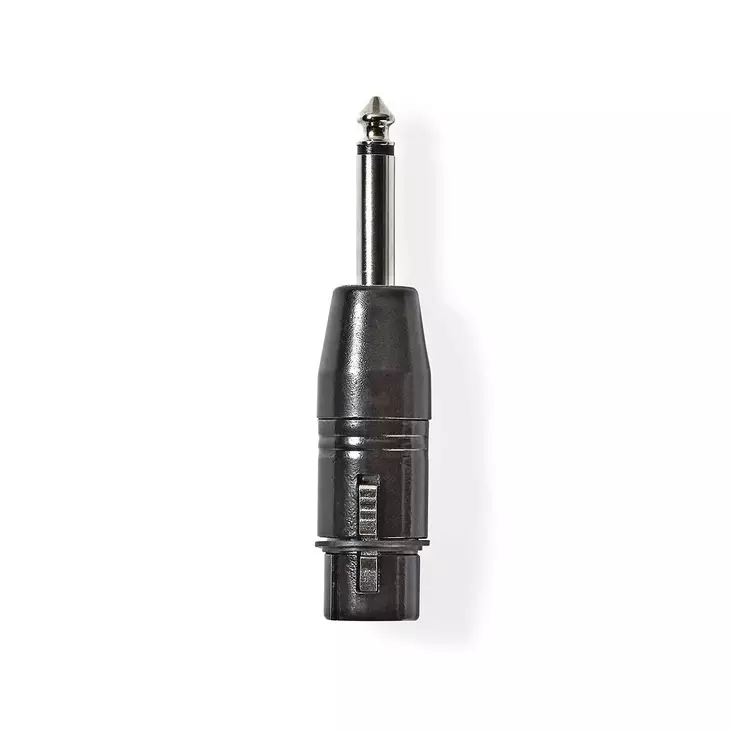 XLR Adapter | XLR 3-stifts hona | 6.35 mm Hane | Nickelplaterad | Rak | Metall | Svart | 1 st. | Plastpåse - Ljudadaptrar - 5412810296224 - 1