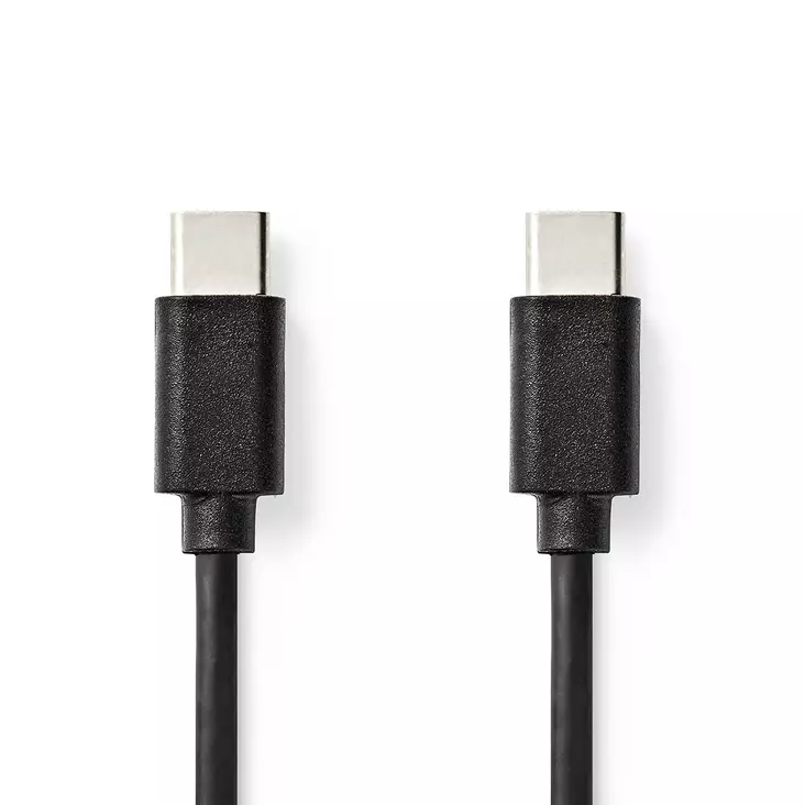 USB-kabel | USB 2.0 | USB-C Hane | USB-C Hane | 60 W | 480 Mbps | Nickelplaterad | 2.00 m | Rund | PVC | Svart | Label - Mobiltelefoner - 5412810481194 - 1