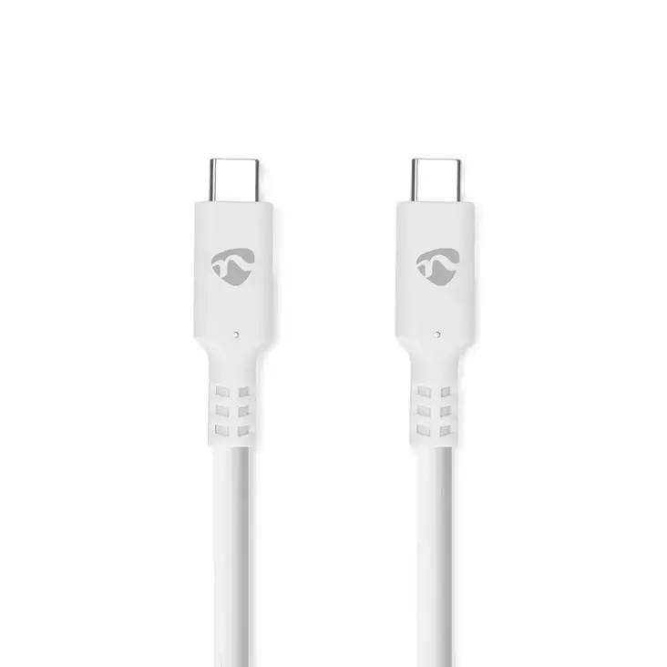 USB-kabel | USB 3.2 Gen 1 | USB-C Hane | USB-C Hane | 60 W | 4K@60Hz | 5 Gbps | Nickelplaterad | 3.00 m | Rund | PVC | Vit | Låda - Nedis produkter - 5412810481354 - 1