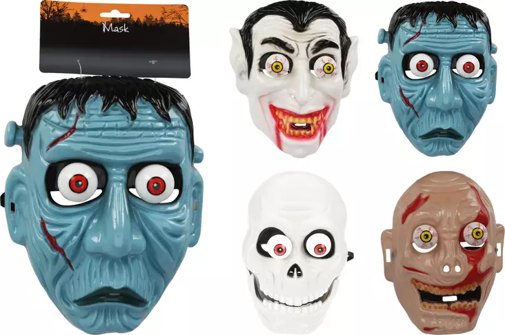 Halloweenmask 25x19,5cm – Lätt Plastmask med Skräcktema, Rolig och Imponerande Accessoar för Fester - Bärbara festtillbehör - 8720573974394 - 1