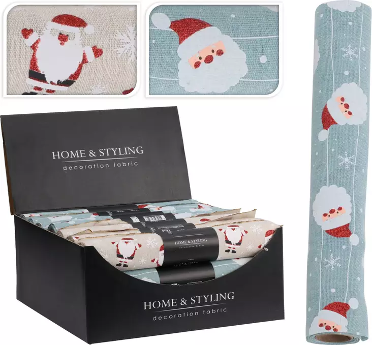 Juldekorationstyg Home & Styling – Festlig Santa & Snöflinga-mönster, 28x150 cm, högkvalitativ DIY - Juldukning för julen - 8721037521154 - 1