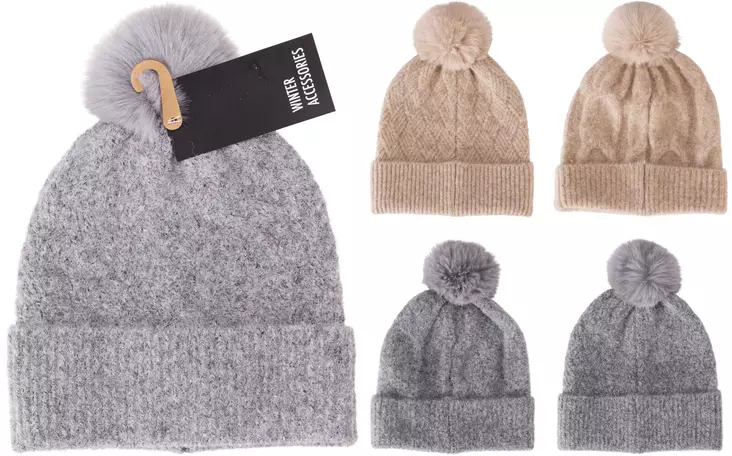 Stickad mössa med tofs - Mössor, hattar och kepsar - 8721461066054 - 1