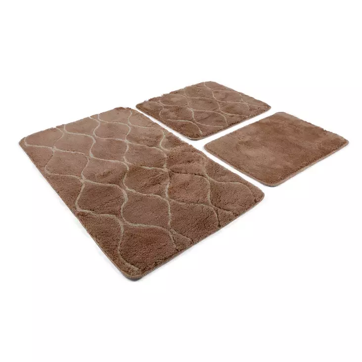 Badrumsmatta Set Mijölnir Karamell Akryl Halkfri Antibakteriell 40x60 cm & 50x60 cm & 60x100 cm - Badrumsmattor och våtrumsmattor - 8681875897784 - 1