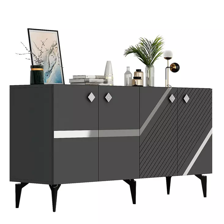 Konsolbord Hanah Home Iris Antracit Silver Spånskiva 150x40x79 cm - Byråer och skåp - 8684282612704 - 1
