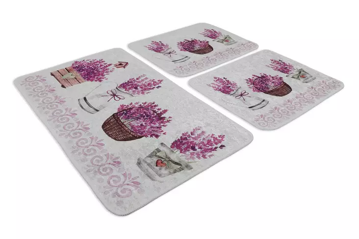 Badrumsmatta Set Mijölnir Flerfärgad 100% Polyester Antibakteriell Halkfri 50x60 cm & 60x100 cm - Badrumsmattor och våtrumsmattor - 8683342395694 - 1
