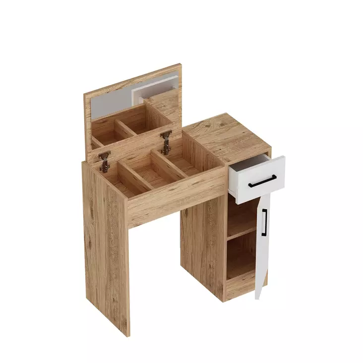 Sminkbord Hanah Home Inci Furu Vit Spånskiva 77x108,8x37,3 cm - Toalettbord - 8684282529194 - 1