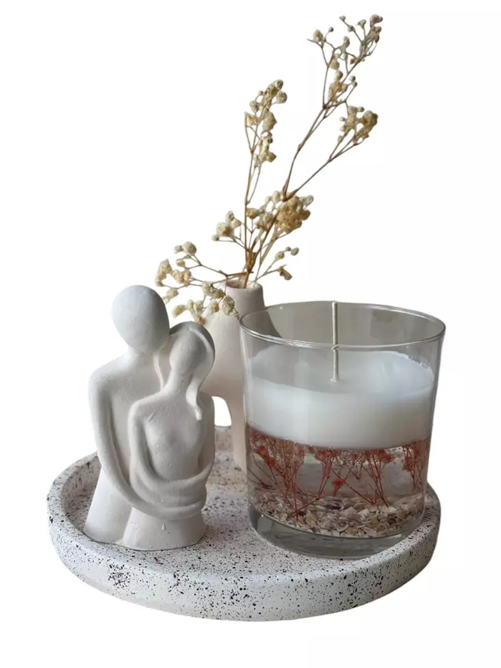 Doftljus Set Aberto Design Glamour Candle Vit Betong Soya 12x3x7 cm 12x7x5 cm 9x10x9 cm 18x18x2 cm - Ljus och lyktor - 8684283555444 - 1