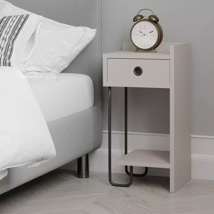 Sängbord Hanah Home Sirius Right Ljus Mocca Spånskiva 32x61x30 cm - Nattduksbord - 8683743798094 - 1