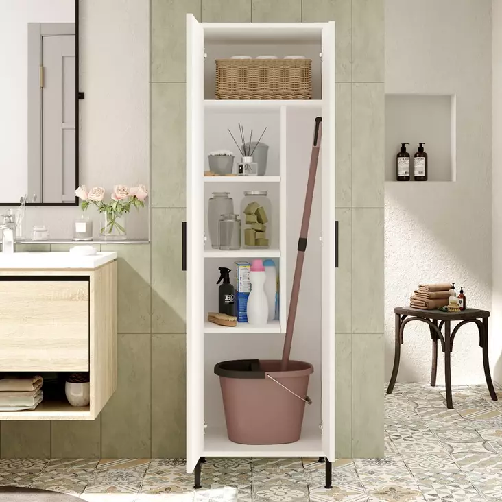Förvaringsskåp Hanah Home Dy1W Vit Spånskiva 50,4x165x35,7 cm - Skåp och byråer - 8683342805414 - 1