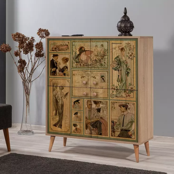 Förvaringsskåp Hanah Home Multilux 732 Sonoma Ek Spånskiva 95x111x36 cm - Skåp och byråer - 8681875380774 - 1