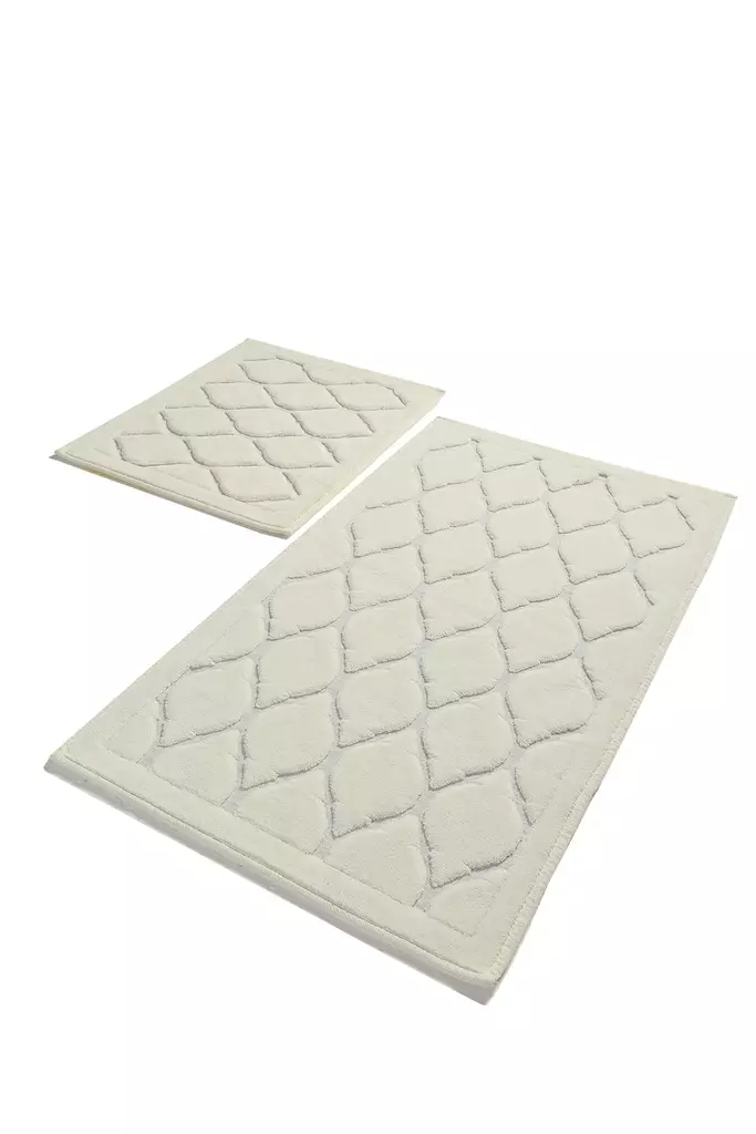 Badrumsmatta Set Mijölnir Ecru Antibakteriell Halkfri 100% Bomull 50x60 cm & 60x100 cm - Badrumsmattor och våtrumsmattor - 8681875010374 - 1