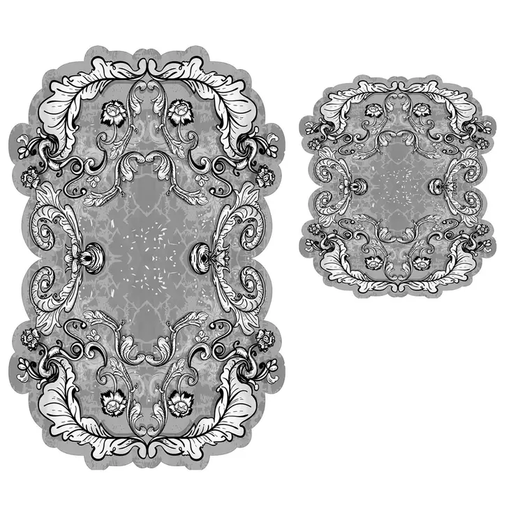 Badrumsmatta Set Mijölnir Grå 100% Polyester Halkfri Antibakteriell Maskintvättbar 50x60 cm & 60x100 cm - Badrumsmattor och våtrumsmattor - 8682870989214 - 1