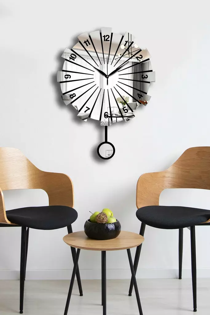 Väggklocka Wallity Silver MDF/Akryl 39x50 cm - Väggklockor - 8684283826384 - 1