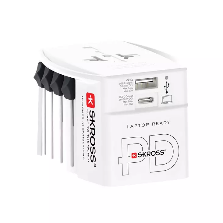 Innovativ 2-polig världsomspännande reseadapter med integrerad dubbel USB-laddare (1x USB C & 1 x USB) - Reseadaptrar - 7640326820864 - 25