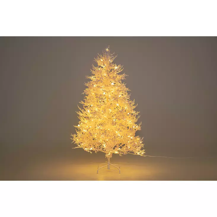 Joulukuusi valkoinen 150 cm 160LED Finnlumor - Valmiiksi valaistu valkoinen koristekuusi kauko-ohjaimella, IP44 sisä- ja ulkokäyttöön - Julgranar - 6410416508634 - 1