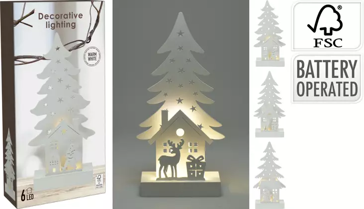 Joulupuukoriste, puujalusta, LED-valot - Ljussmycken och ljusfigurer - 8721037186674 - 1