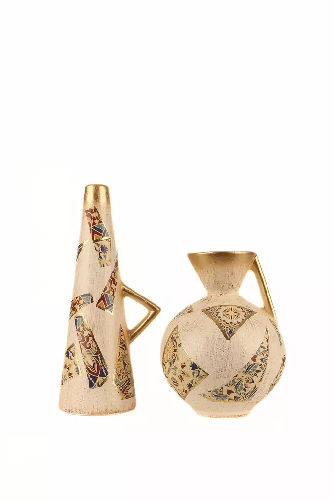 Dekorativ Kruka Aberto Design BK016 Beige Keramik 12x18 cm 8x26 cm - Hängande blomkrukor och vaser - 8684283654734 - 1