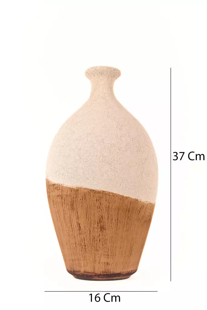 Dekorativ Kruka Aberto Design BK006 Ecru Keramik 16x37 cm - Hängande blomkrukor och vaser - 8684283592494 - 1