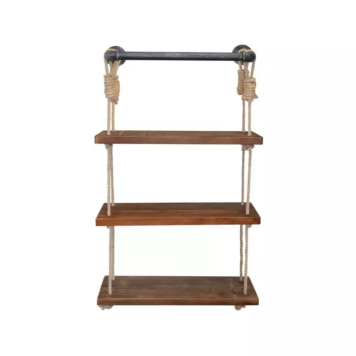 Vägghylla Hanah Home Gar005 Valnöt Massivt Trä 60x120x13 cm - Vägghyllor - 8681875299564 - 1