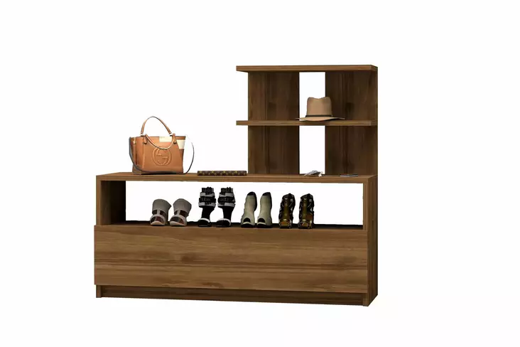 Skoskåp Hanah Home Airy Valnöt Spånskiva 100x85x29,6 cm - Skoskåp - 8681875036114 - 1