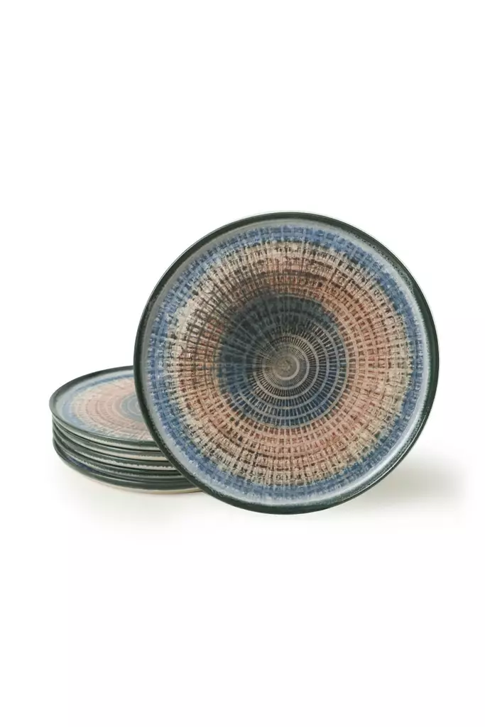 Tallrikset Hermia Blå Rosa Keramik 6 Delar - Tallrikar - 8684283355884 - 1