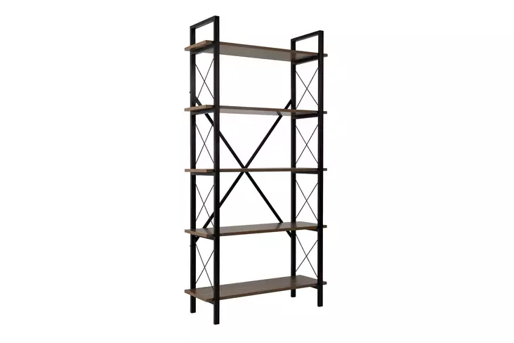 Bokhylla Nordure Elysian Valnöt Svart Spånskiva 90x180x33,5 cm - Bokhyllor - 8684283439904 - 1