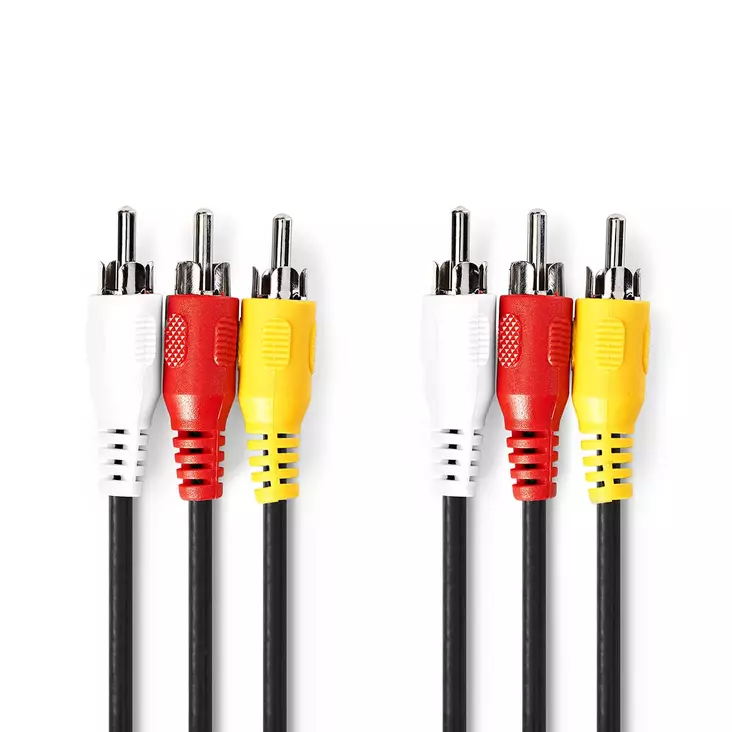 Komposit videokabel | 3x RCA Hane | 3x RCA Hane | Nickelplaterad | 480p | 1.50 m | Rund | PVC | Svart | Label - Nedis produkter - 5412810426614 - 1