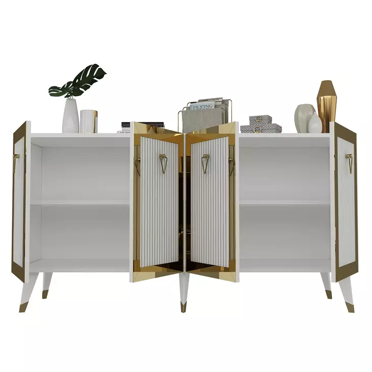 Konsolbord Hanah Home Bare Vit Guld Spånskiva 150x80x40 cm - Byråer och skåp - 8683742034964 - 1