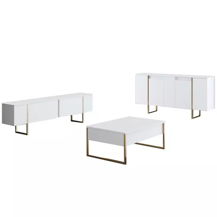 Konsolbord Hanah Home Luxe Vit Guld Spånskiva 160x35x80 cm - Byråer och skåp - 8684282178194 - 1