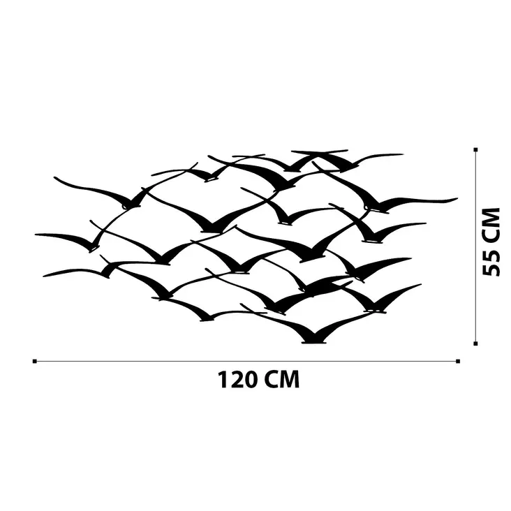 Väggdekor Metall Wallity Herd Of Birds Svart Metall 120x55 cm - Dekorationer, prydnadsföremål - 8682870853744 - 1