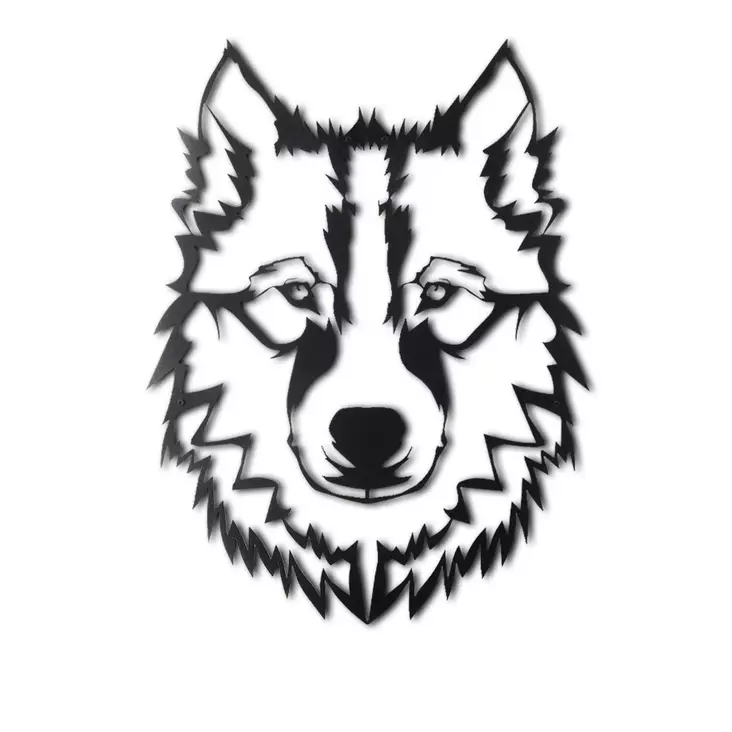 Väggdekor Metall Wallity Wolf Svart Metall 38x50 cm - Dekorationer, prydnadsföremål - 8681875050004 - 1