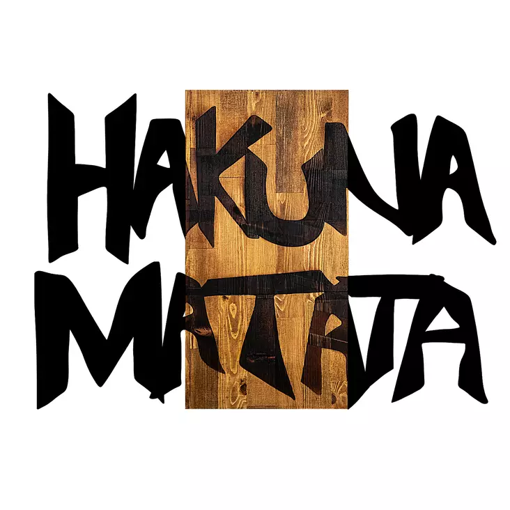 Väggdekor Trä Wallity Hakuna Matata Svart Ljus Valnöt Trä 77x3x58 - Dekorationer, prydnadsföremål - 8683342260794 - 1