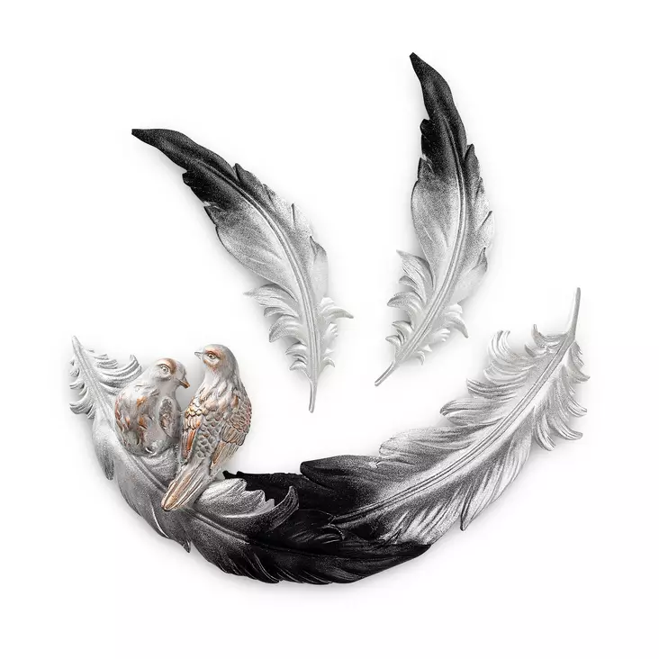 Dekorativ Väggaccessoar Aberto Design Love Birds Svart Vit Polyester 41x21x4 cm 26x8x2 cm - Dekorationer, prydnadsföremål - 8683743851874 - 1