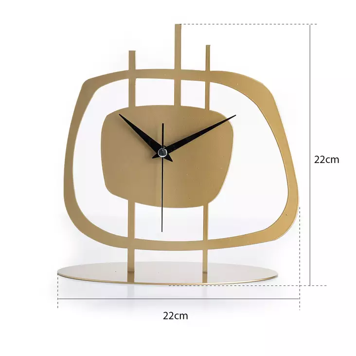 Prydnadsklocka, guld, 21 x 23 cm, hållbar, tyst mekanism - Väggklockor - 8683742881964 - 1