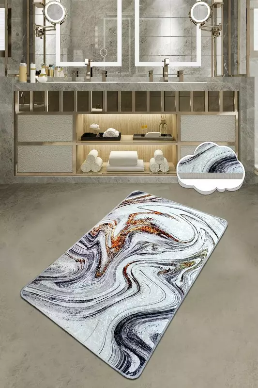 Badrumsmatta Mijölnir Flerfärgad 100% Polyester Antibakteriell Halkfri 80x100 cm - Badrumsmattor och våtrumsmattor - 8682870916494 - 1