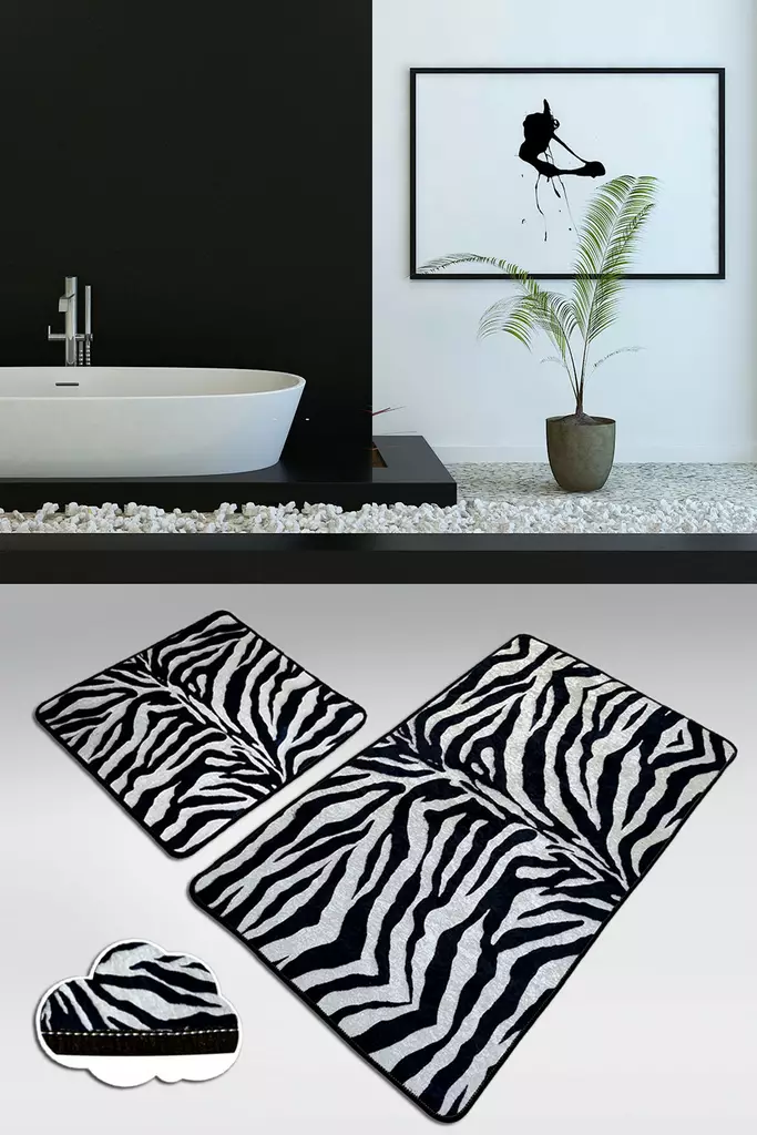 Badrumsmatta Set Mijölnir Flerfärgad 100% Polyester Antibakteriell Halkfri 50x60 cm & 60x100 cm - Badrumsmattor och våtrumsmattor - 8682870915824 - 1