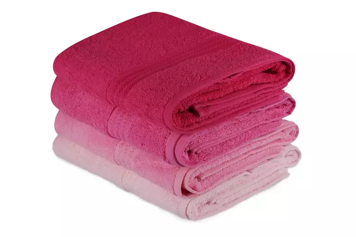 Badhandduksset (4 st), ljusrosa pink rosa fuchsia, 70 x 140 cm, mjuk, absorberande, slitstark - Handdukar - 8681181729434 - 1