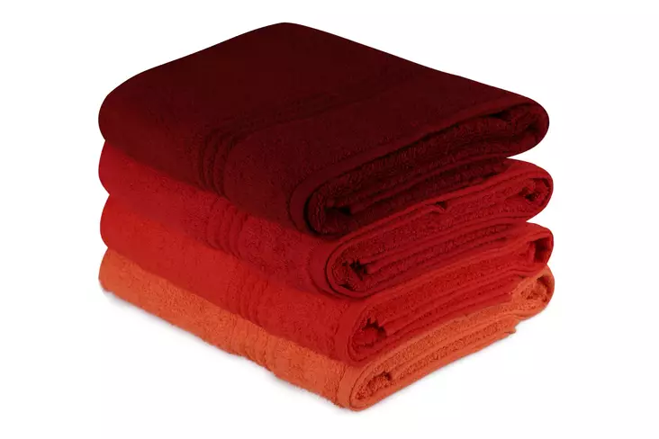 Badrumshandduk Set L'essentiel Regnbåge Röd Orange Fuchsia 100% Bomull 70x140 cm - Handdukar - 8681181534274 - 1
