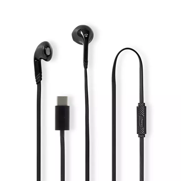 Trådbundna Hörlurar | USB-C | Kabellängd: 1.20 m | Inbygd mikrofon | Volymkontroll | Svart - In-ear hörlurar - 5412810466184 - 1